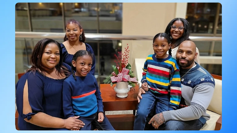 The Hopkins family together for a sickle cell disease fundraising event.