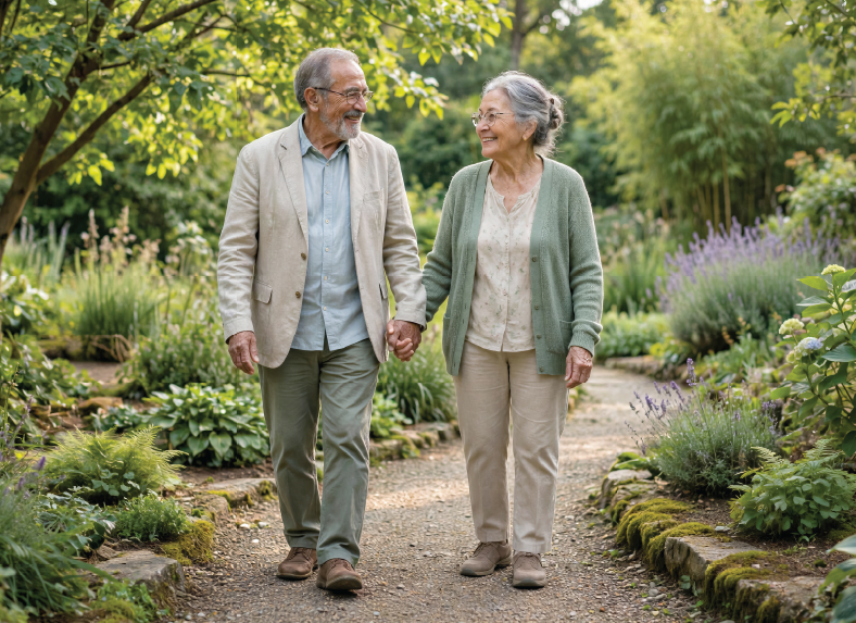 Old Couple Walking Down a Path